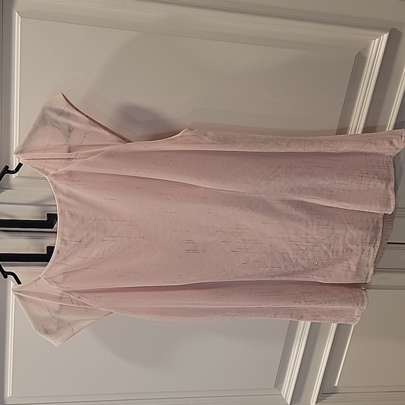 Pink chiffon summer blouse with silver sparkles size M - Picture 4 of 6